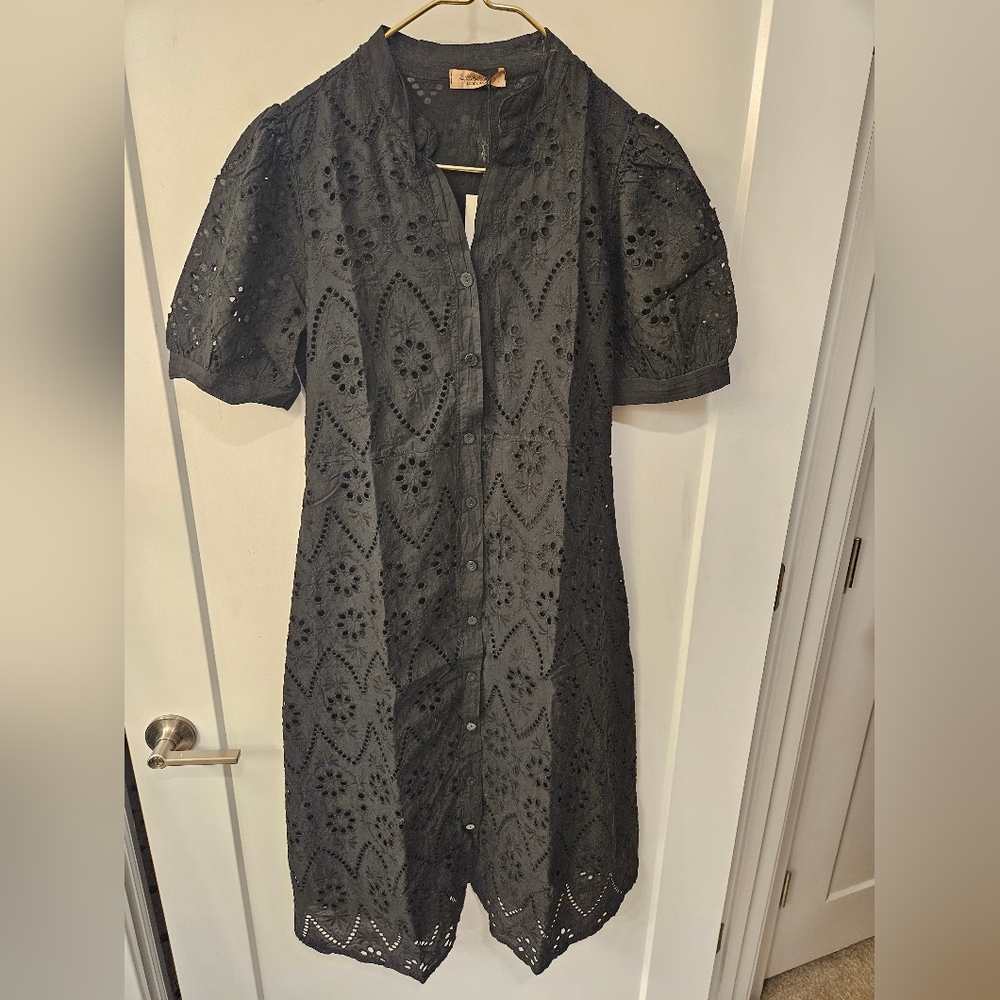 NWT - Italy Cotton "La Piccola Creativa" Embroidered Eyelet Midi Dress - Size L